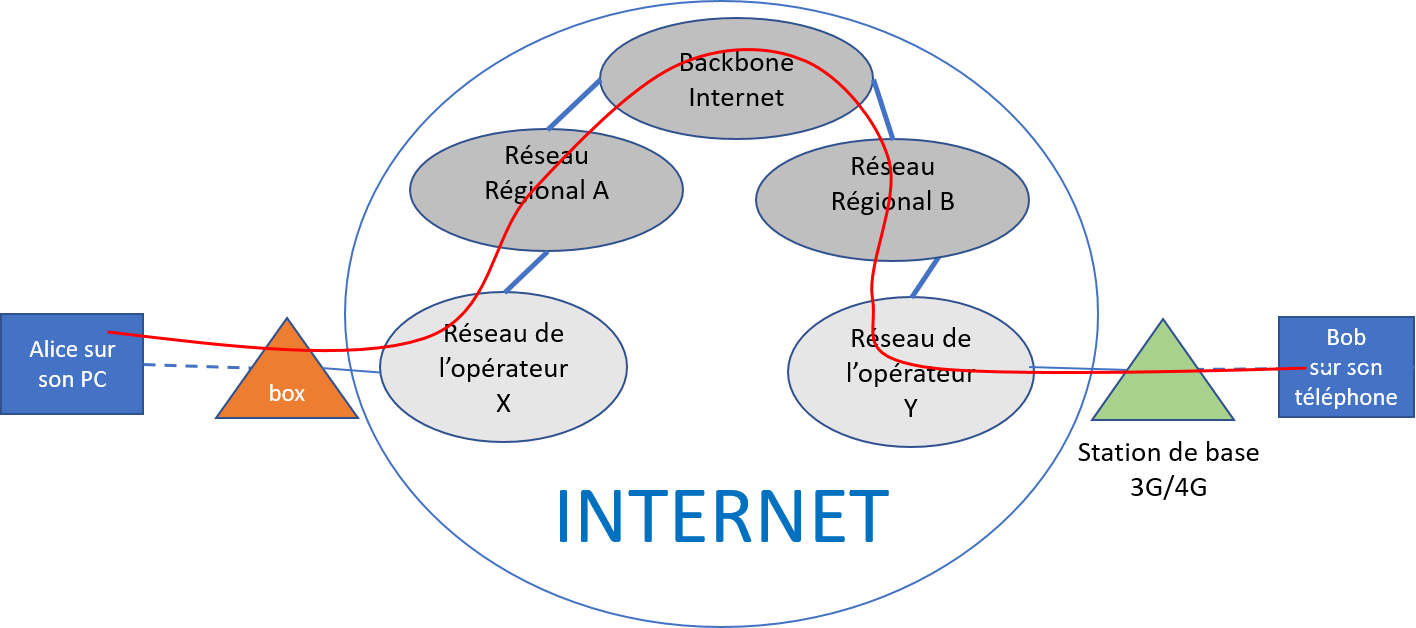 Figure 1 : Interconnexion de réseaux dans l’Internet.