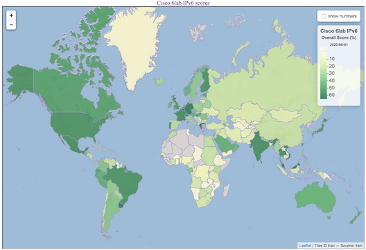 Figure 5 : Carte de l'adoption d'IPv6 par CISCO.