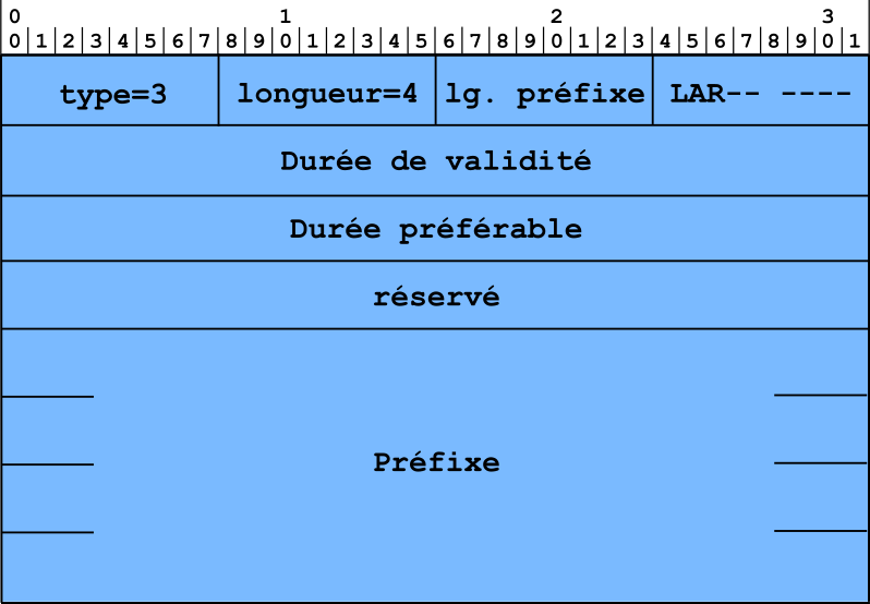 Figure 3 : Format de l'option d'information sur le préfixe.