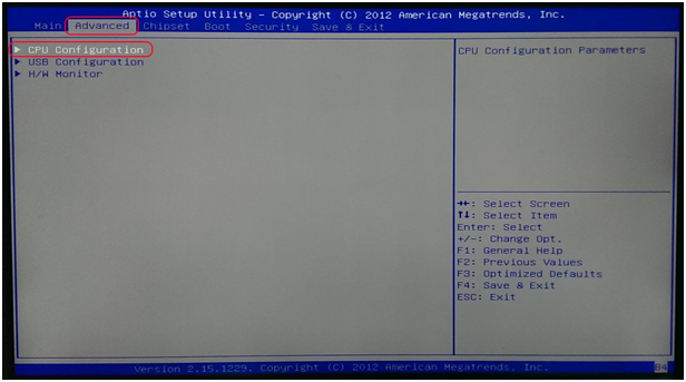 Figure 6: BIOS "configuration CPU".